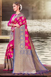 Pink Banarasi Art Silk Woven Saree
